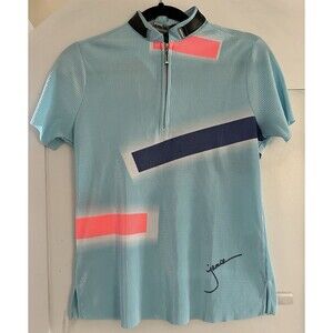 Jamie Sadock Golf Tennis PickleBall Polo Shirt Womens Sz S Blue W/abstract Lines